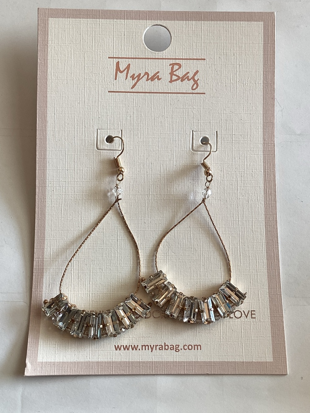 Myra Bag Silver Baguette Crystal Teardrop Earrings